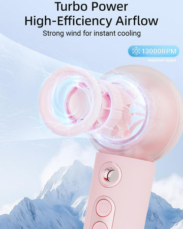 Portable 4-Speed Handheld Misting Fan