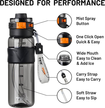 Well & Noble 25oz Misting Water Bottle with Straw