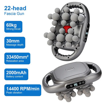 Well & Noble 22/24-Head Deep Tissue Massage Gun for Full-Body Muscle Relief